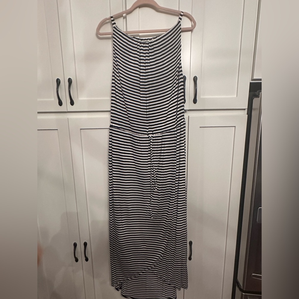 Cabi Black and White Striped Maxi Dress